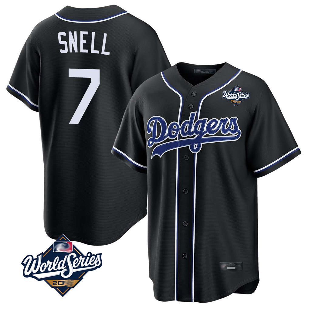 Trusc LA.Dodgers #7 Blake Snell Player Black Carbon Limited World Series Home Stitched Jerseys