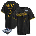 Trusc LA.Dodgers #7 Blake Snell Player Black Snake Skin City Game Home World Series Stitched Jerseys