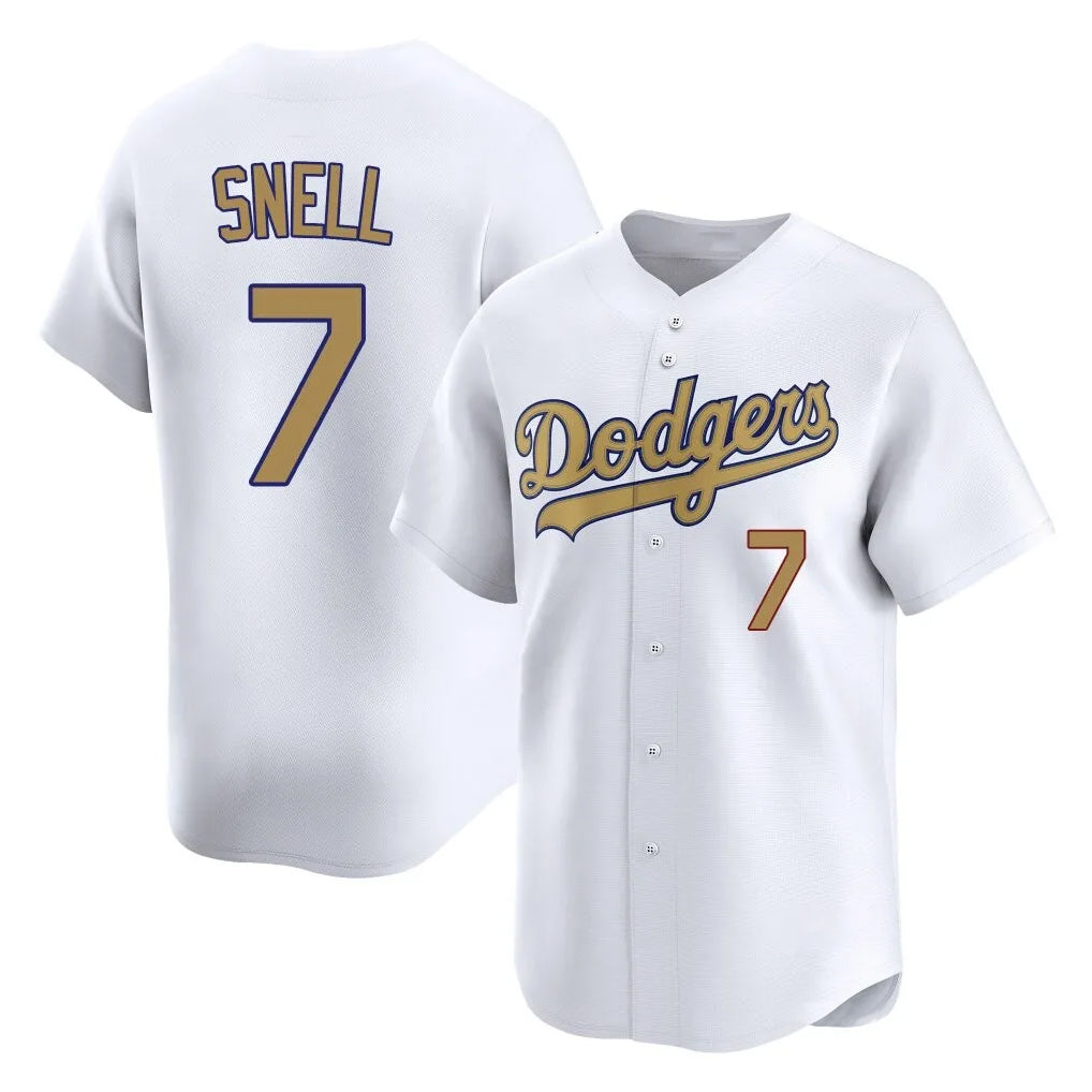 Trusc LA.Dodgers #7 Blake Snell Player Gold Collection Limited Home Stitched Jerseys
