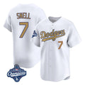 Trusc LA.Dodgers #7 Blake Snell Player Gold Collection Limited World Series Meet Home Stitched Jerseys