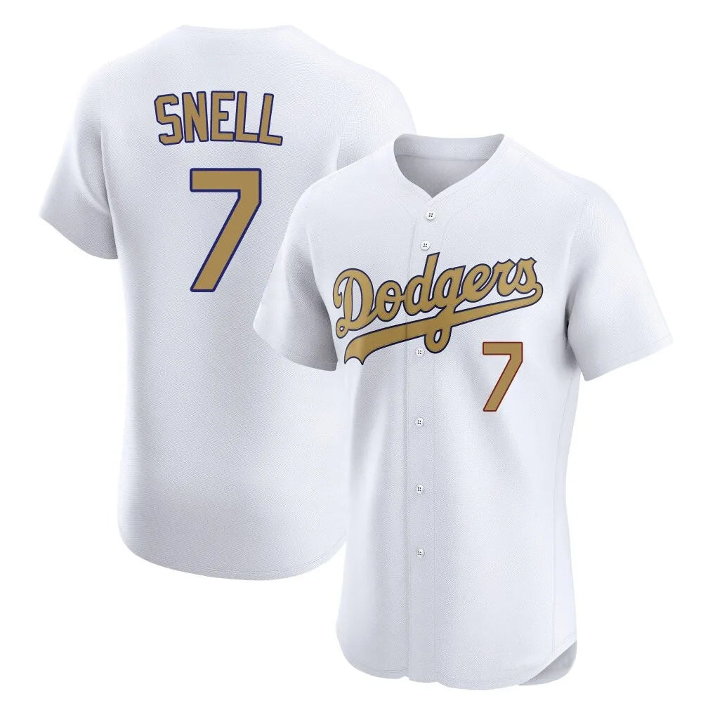 Trusc LA.Dodgers #7 Blake Snell Player Gold Limited Elite Home Stitched Jerseys
