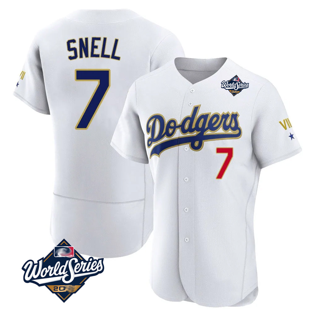 Trusc LA.Dodgers #7 Blake Snell Player Gold White 2026 Collection Stadium Limited Elite World Series Stitched Jerseys