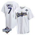 Trusc LA.Dodgers #7 Blake Snell Player Gold White World Series Home Game Stitched Jerseys