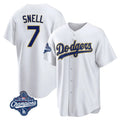 Trusc LA.Dodgers #7 Blake Snell Player Gold White World Series Meet Home Game Stitched Jerseys