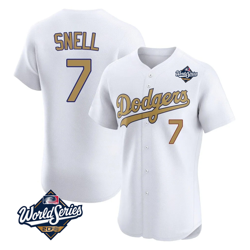 Trusc LA.Dodgers #7 Blake Snell Player Gold World Series Limited Elite Home Stitched Jerseys