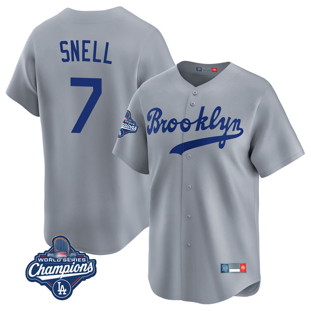 Trusc LA.Dodgers #7 Blake Snell Player Gray Game Limited World Series Meet Home Stitched Jerseys