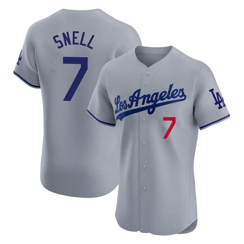 Trusc LA.Dodgers #7 Blake Snell Player Gray Limited Elite Home Stitched Jerseys