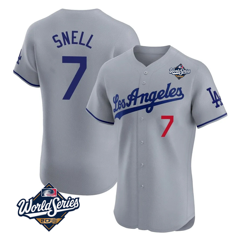 Trusc LA.Dodgers #7 Blake Snell Player Gray World Series Limited Elite Home Stitched Jerseys