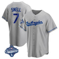 Trusc LA.Dodgers #7 Blake Snell Player Gray World Series Meet Road Game Stitched Jerseys
