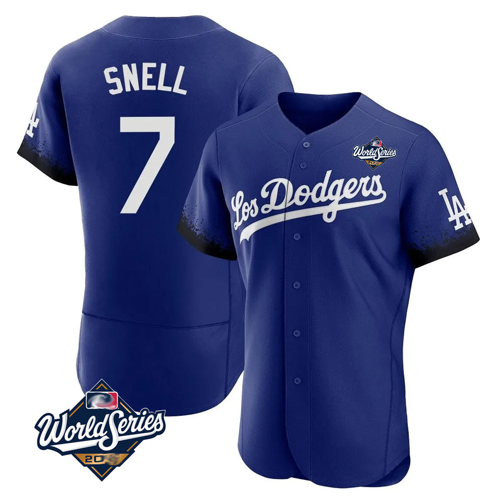 Trusc LA.Dodgers #7 Blake Snell Player Royal City Connect Elite World Series Home Stitched Jerseys
