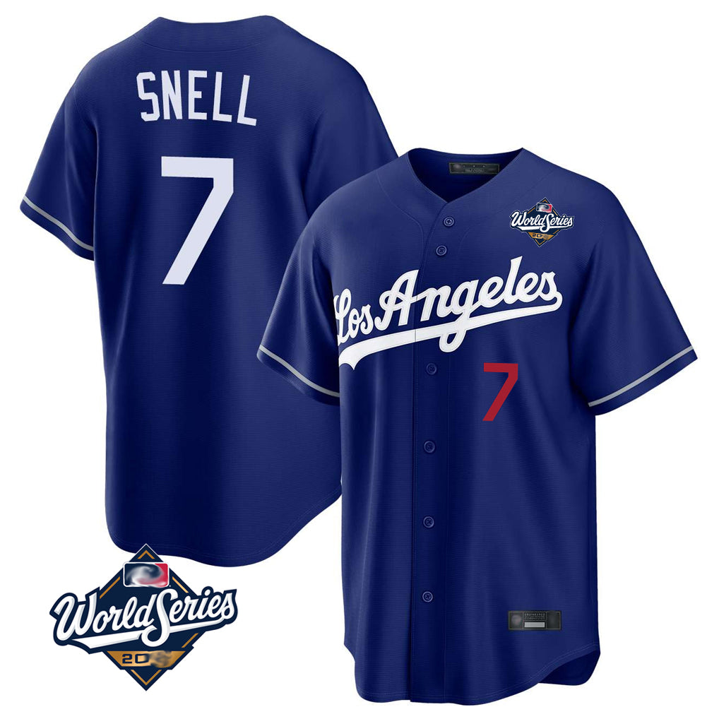 Trusc LA.Dodgers #7 Blake Snell Player Royal Game World Series Home Stitched Jerseys
