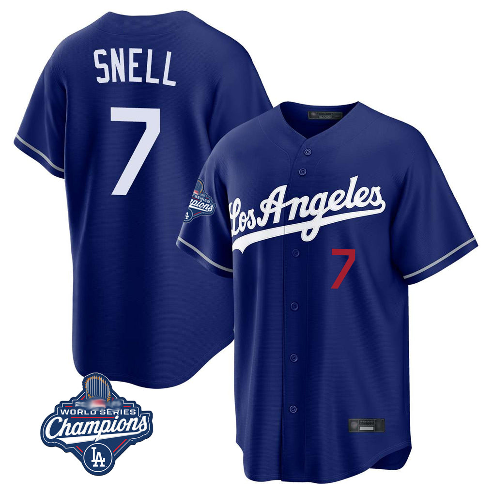 Trusc LA.Dodgers #7 Blake Snell Player Royal Game World Series Meet Home Stitched Jerseys