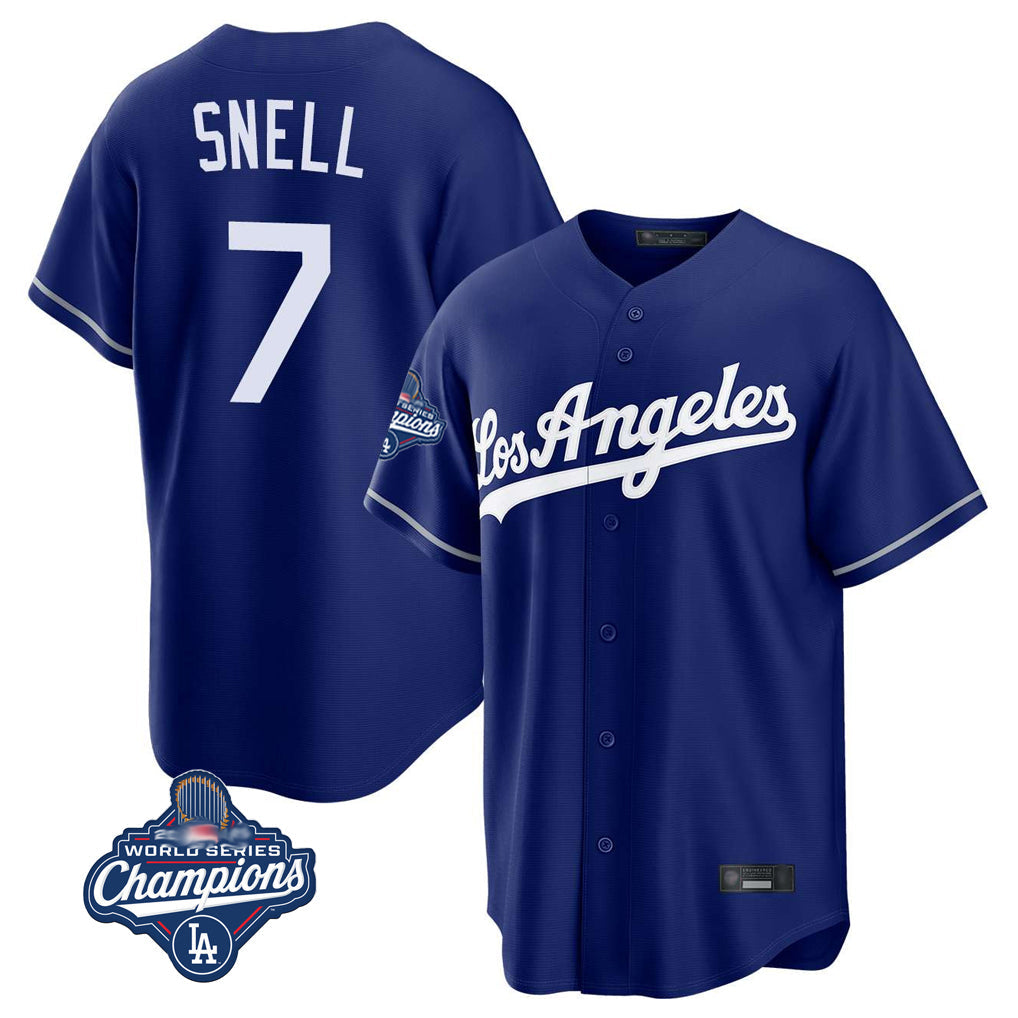 Trusc LA.Dodgers #7 Blake Snell Player Royal Game World Series Meet Stitched Jerseys
