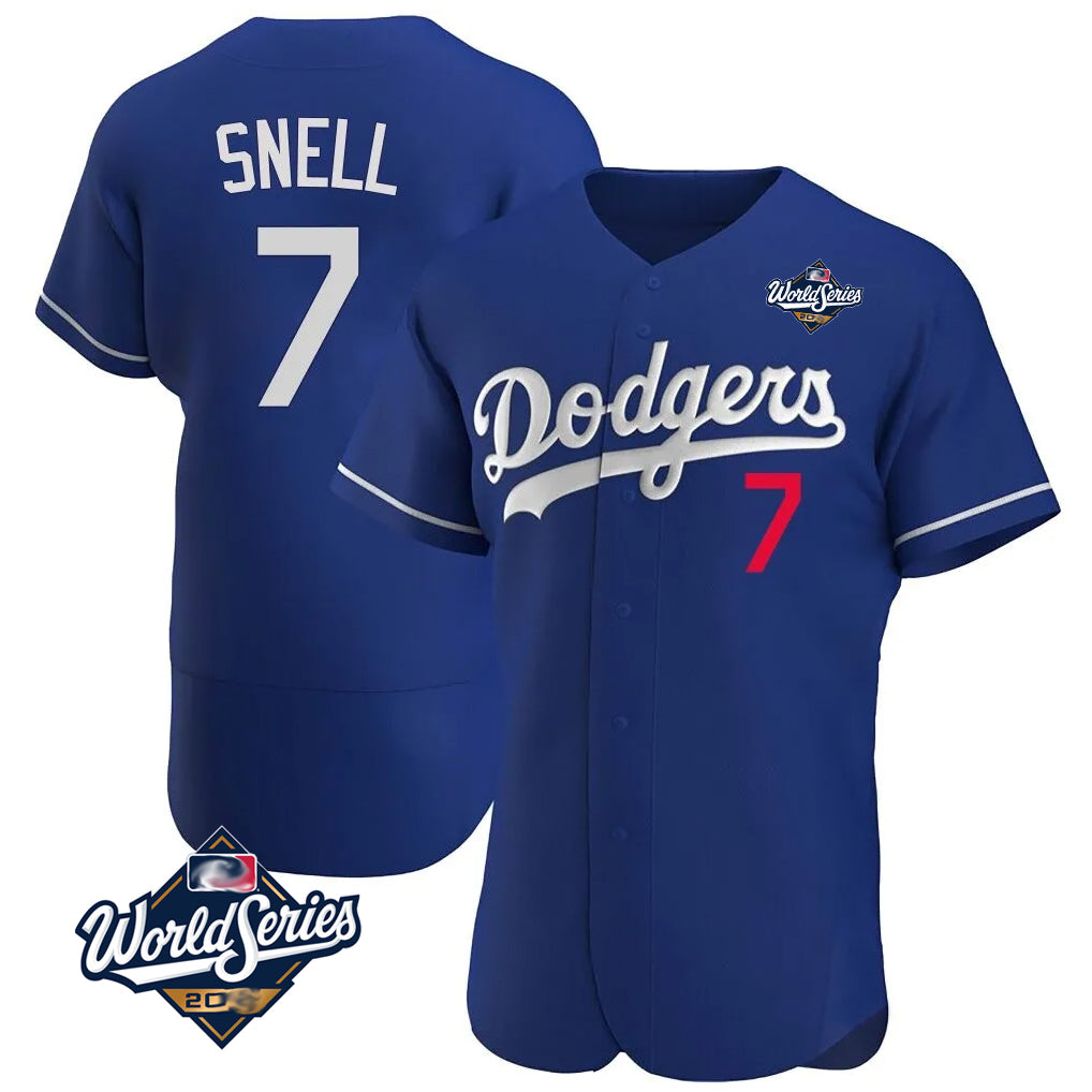 Trusc LA.Dodgers #7 Blake Snell Player Royal Limited Elite World Series Home Stitched Jerseys