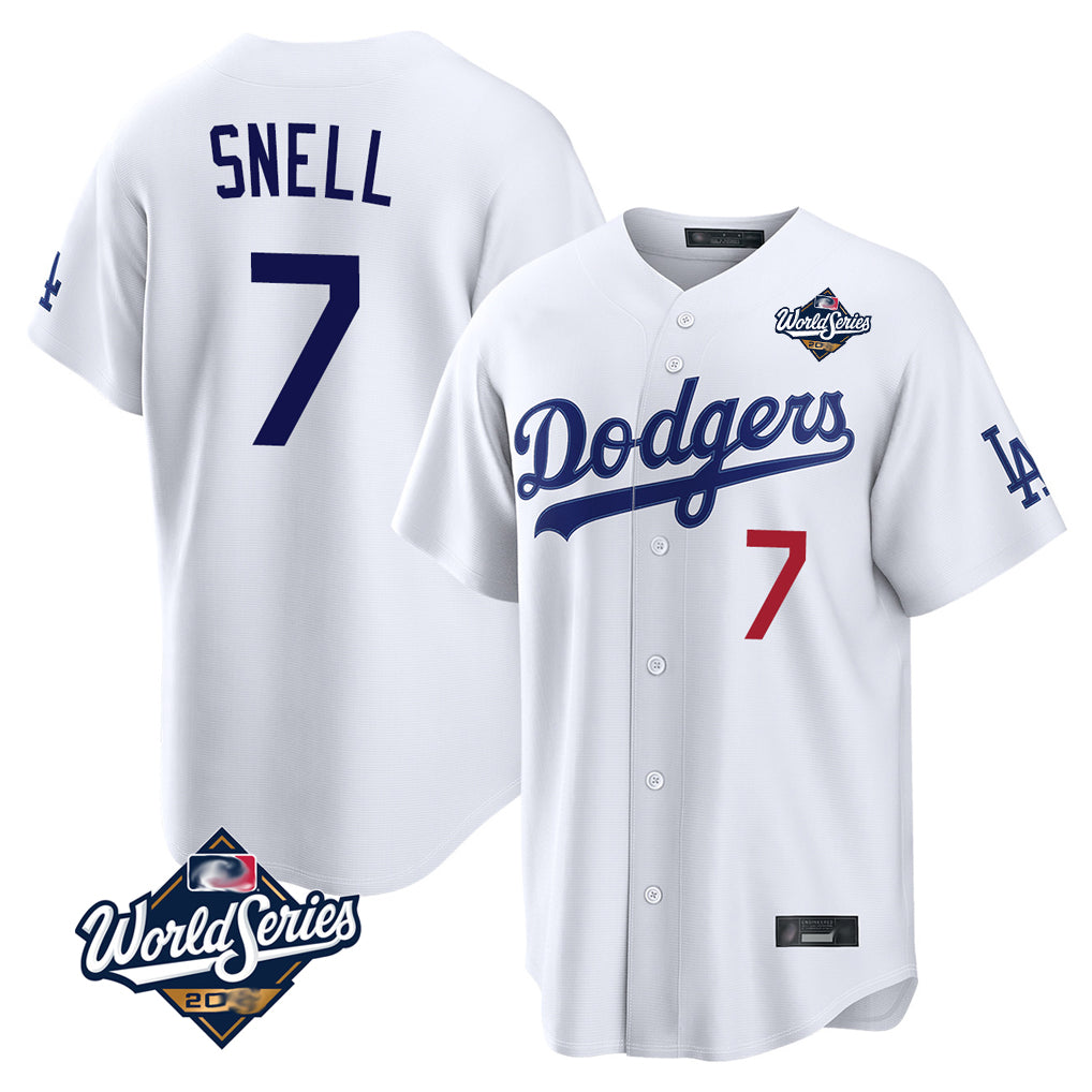 Trusc LA.Dodgers #7 Blake Snell Player White Game World Series Home Stitched Jerseys