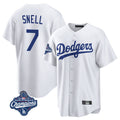 Trusc LA.Dodgers #7 Blake Snell Player White Game World Series Meet Stitched Jerseys