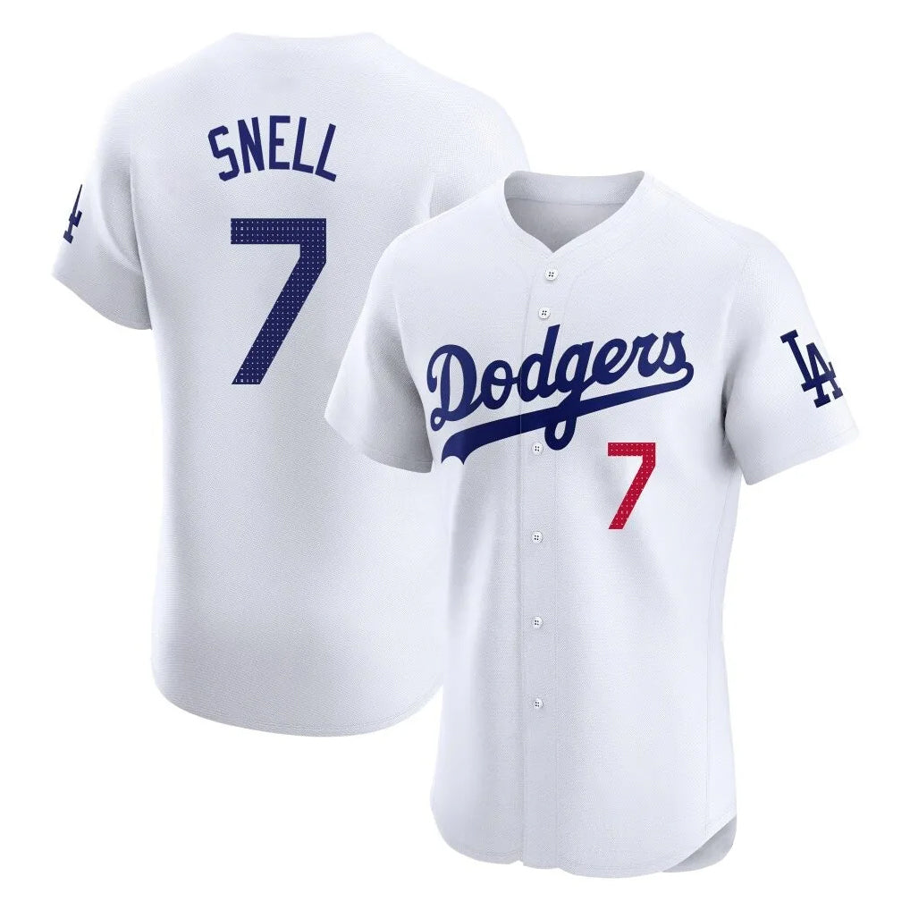 Trusc LA.Dodgers #7 Blake Snell Player White Limited Elite Home Stitched Jerseys