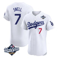 Trusc LA.Dodgers #7 Blake Snell Player White Limited Elite World Series Home Stitched Jerseys