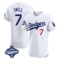 Trusc LA.Dodgers #7 Blake Snell Player White Limited Elite World Series Meet Home Stitched Jerseys