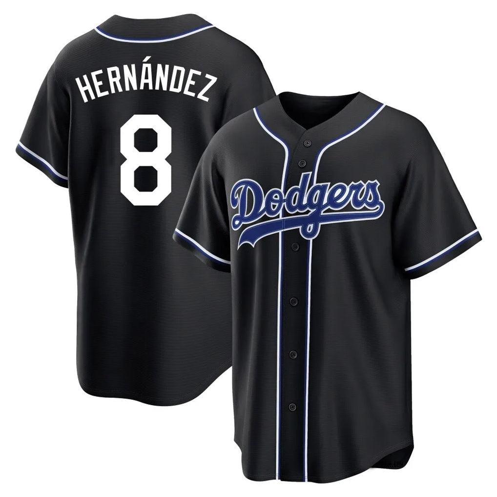 Trusc LA.Dodgers #8 Enrique Hern?¡ì?¨¦ndez Player Black Carbon Limited Home Stitched Jerseys