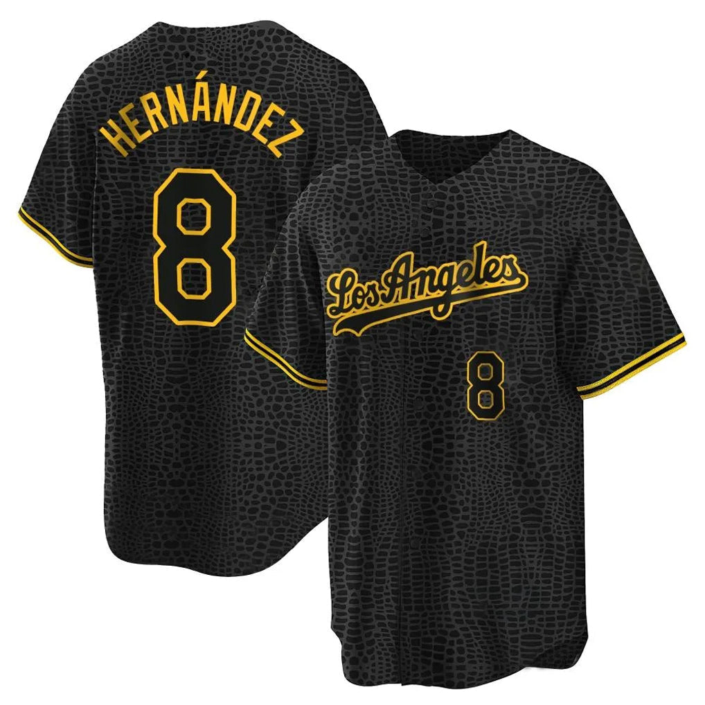 Trusc LA.Dodgers #8 Enrique Hern?¡ì?¨¦ndez Player Black Gold Limited Home Stitched Jerseys