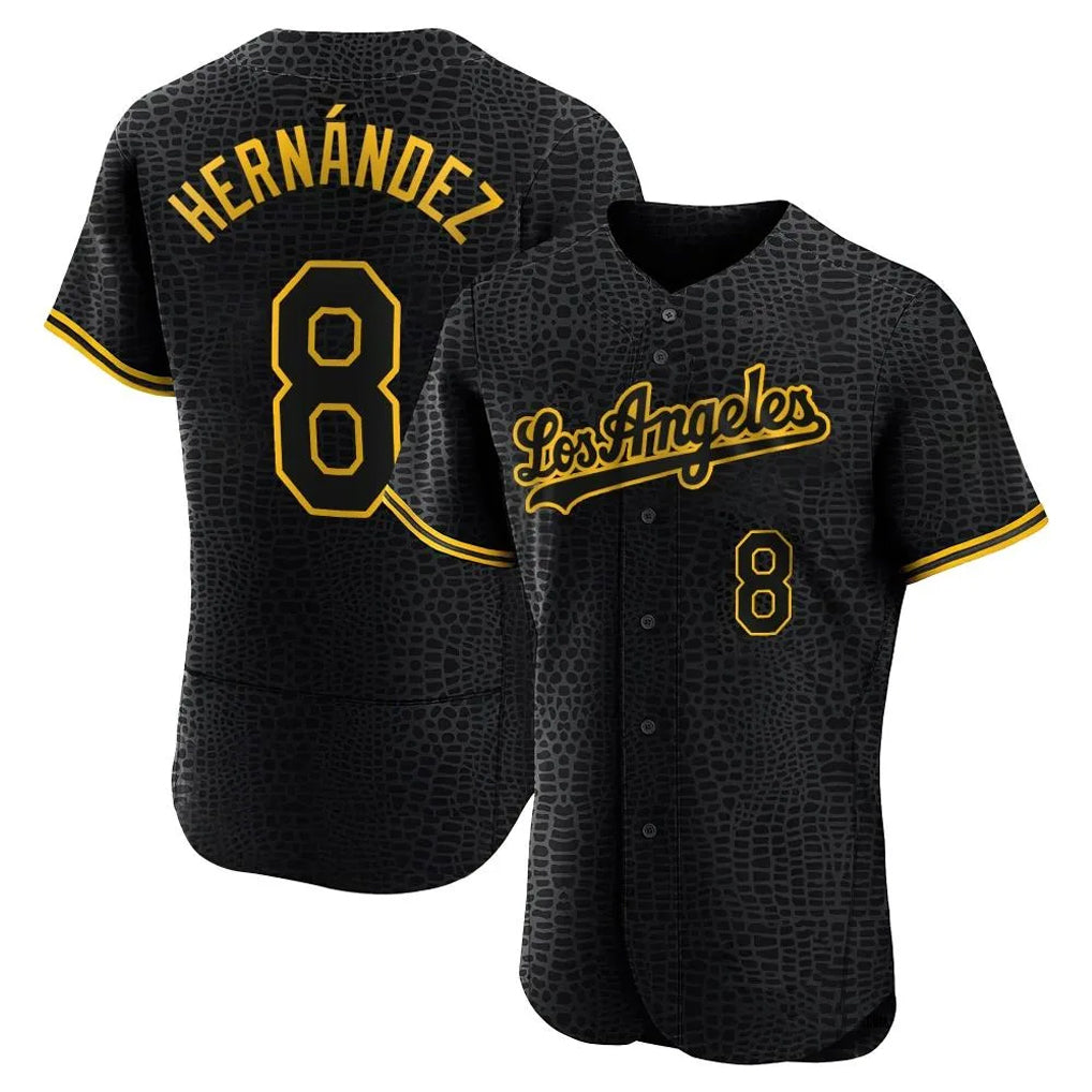 Trusc LA.Dodgers #8 Enrique Hern?¡ì?¨¦ndez Player Black Snake Skin City Limited Elite Home Stitched Jerseys