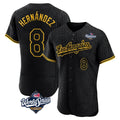 Trusc LA.Dodgers #8 Enrique Hern?¡ì?¨¦ndez Player Black World Series Snake Skin City Limited Elite Home Stitched Jerseys
