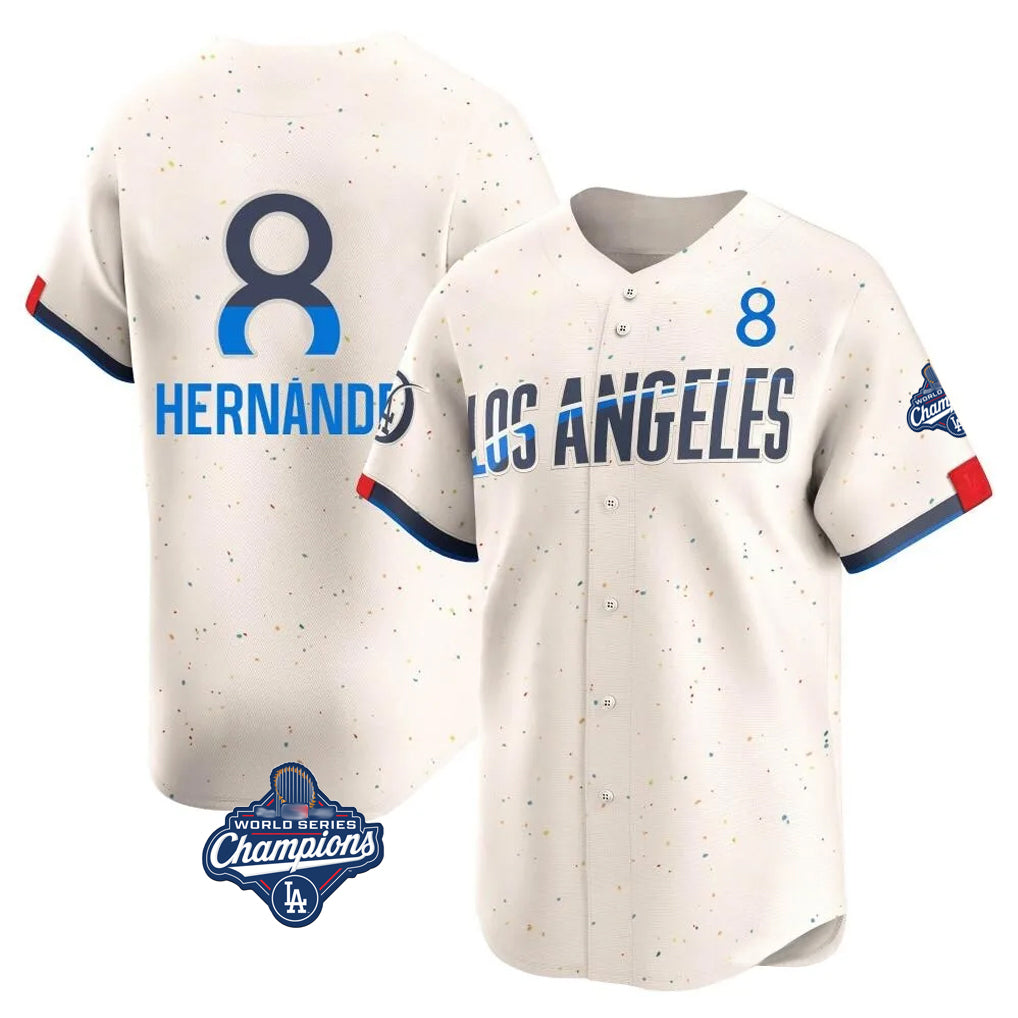 Trusc LA.Dodgers #8 Enrique Hern?¡ì?¨¦ndez Player Cream World Series Meet City Connect Limited Home Stitched Jerseys