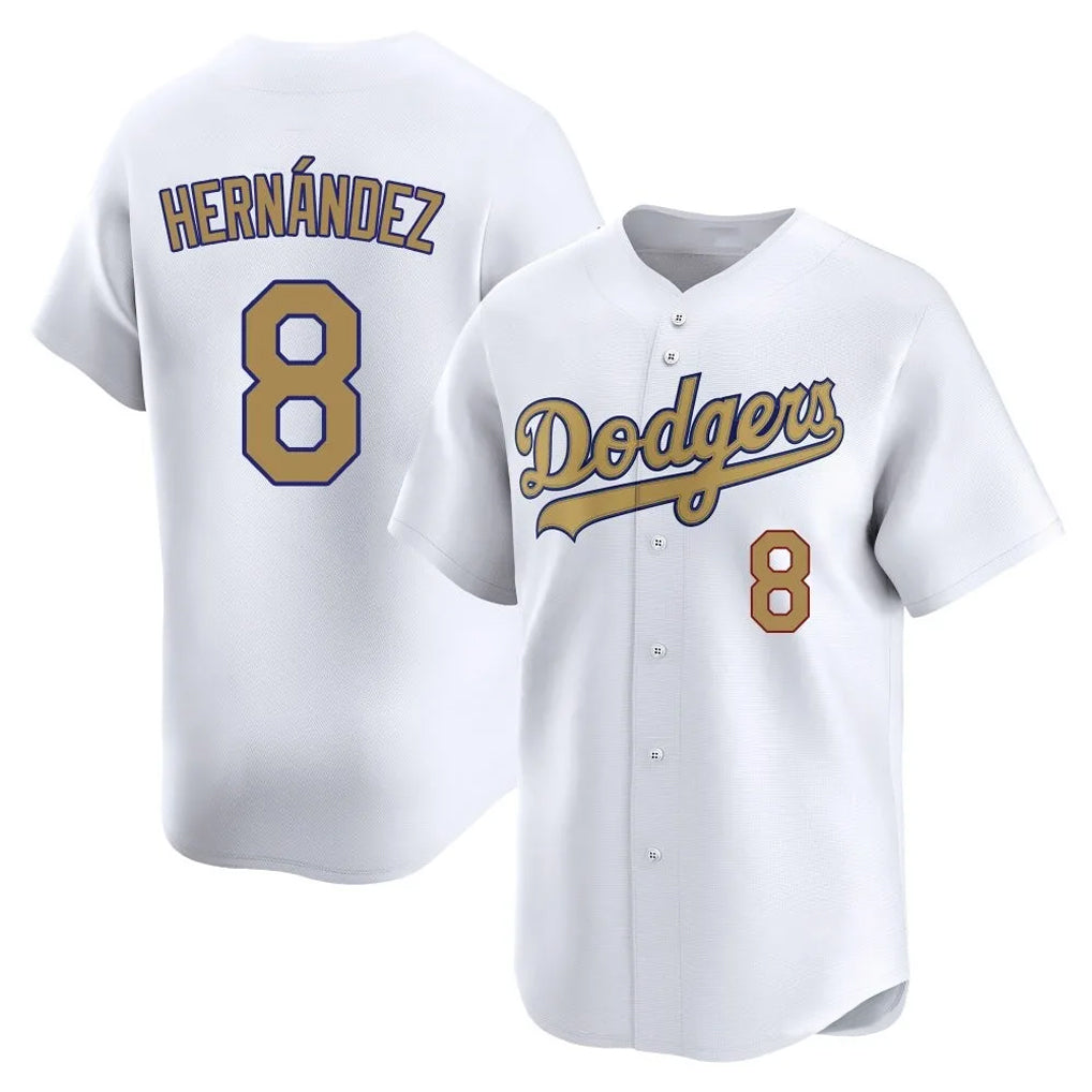 Trusc LA.Dodgers #8 Enrique Hern?¡ì?¨¦ndez Player Gold Collection Limited Home Stitched Jerseys