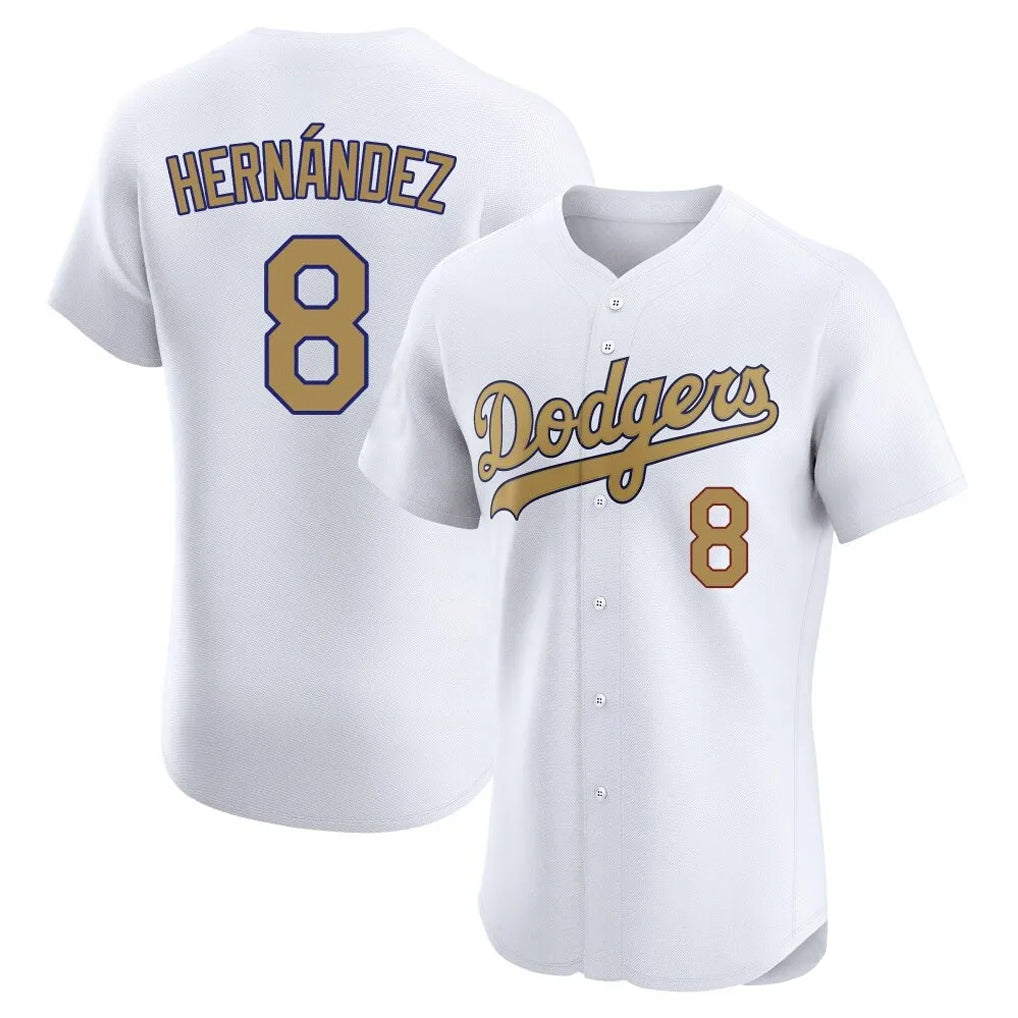 Trusc LA.Dodgers #8 Enrique Hern?¡ì?¨¦ndez Player Gold Limited Elite Home Stitched Jerseys