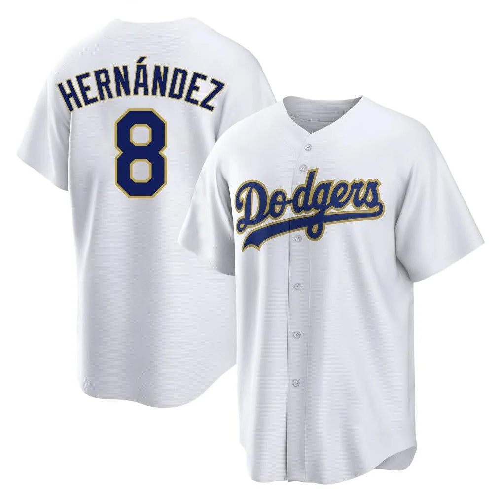 Trusc LA.Dodgers #8 Enrique Hern?¡ì?¨¦ndez Player Gold White 2026 Collection Stadium Game Stitched Jerseys