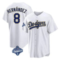 Trusc LA.Dodgers #8 Enrique Hern?¡ì?¨¦ndez Player Gold White World Series Meet 2026 Collection Stadium Game Stitched Jerseys