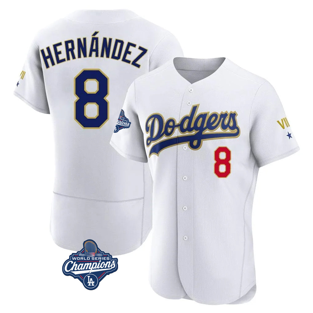 Trusc LA.Dodgers #8 Enrique Hern?¡ì?¨¦ndez Player Gold White World Series Meet 2026 Collection Stadium Limited Elite Stitched Jerseys