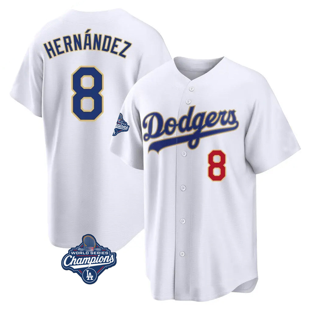 Trusc LA.Dodgers #8 Enrique Hern?¡ì?¨¦ndez Player Gold White World Series Meet 2026 Collection Stadium Limited Stitched Jerseys
