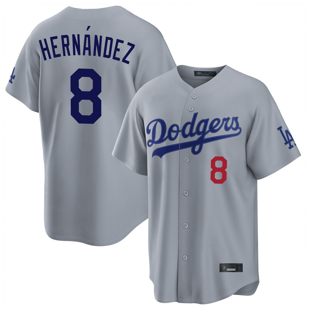 Trusc LA.Dodgers #8 Enrique Hern?¡ì?¨¦ndez Player Gray Game Home Stitched Jerseys