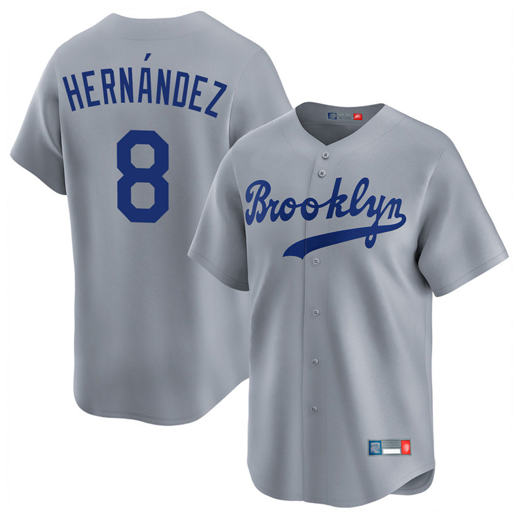 Trusc LA.Dodgers #8 Enrique Hern?¡ì?¨¦ndez Player Gray Game Limited Home Stitched Jerseys
