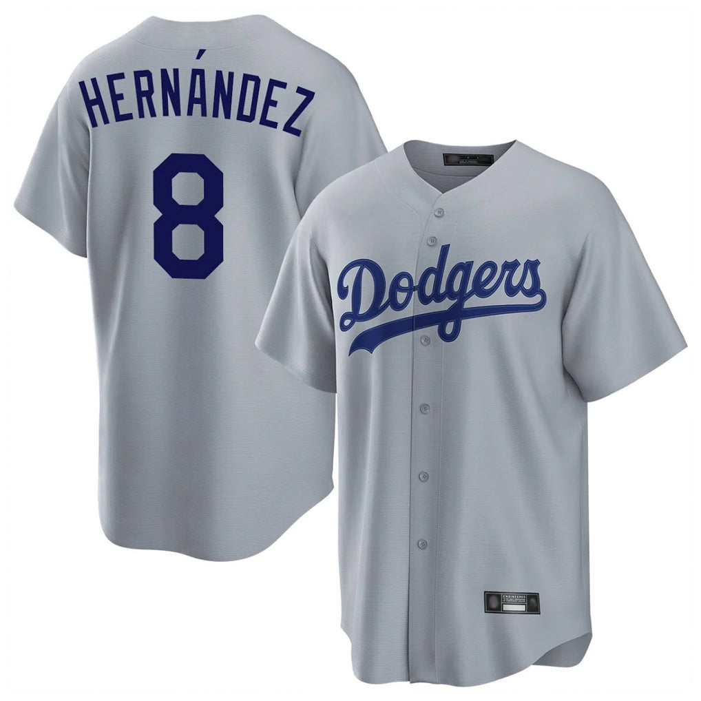 Trusc LA.Dodgers #8 Enrique Hern?¡ì?¨¦ndez Player Gray Game Stitched Jerseys