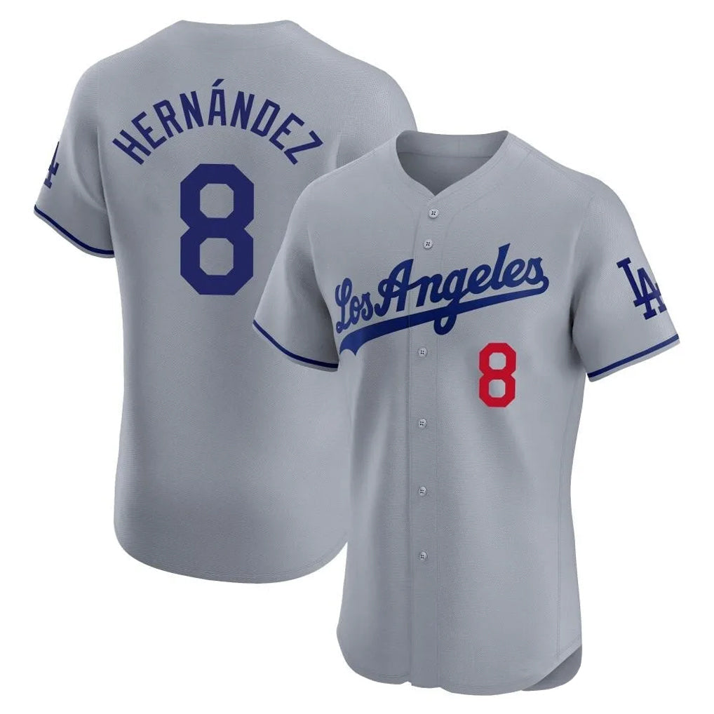 Trusc LA.Dodgers #8 Enrique Hern?¡ì?¨¦ndez Player Gray Limited Elite Home Stitched Jerseys