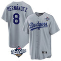 Trusc LA.Dodgers #8 Enrique Hern?¡ì?¨¦ndez Player Gray World Series Game Stitched Jerseys