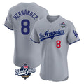Trusc LA.Dodgers #8 Enrique Hern?¡ì?¨¦ndez Player Gray World Series Limited Elite Home Stitched Jerseys