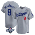 Trusc LA.Dodgers #8 Enrique Hern?¡ì?¨¦ndez Player Gray World Series Limited Home Stitched Jerseys
