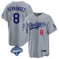 Trusc LA.Dodgers #8 Enrique Hern?¡ì?¨¦ndez Player Gray World Series Meet Game Home Stitched Jerseys