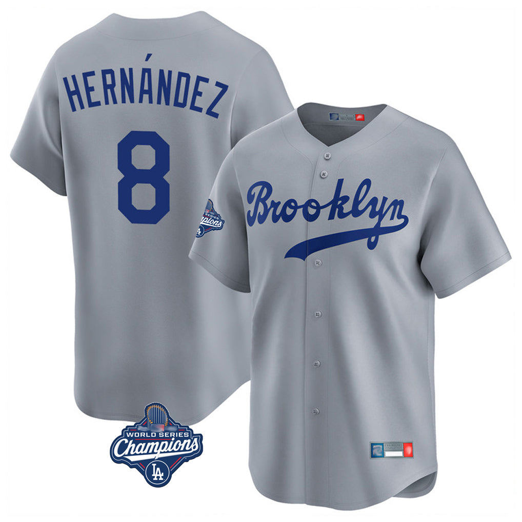Trusc LA.Dodgers #8 Enrique Hern?¡ì?¨¦ndez Player Gray World Series Meet Game Limited Home Stitched Jerseys
