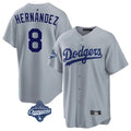Trusc LA.Dodgers #8 Enrique Hern?¡ì?¨¦ndez Player Gray World Series Meet Game Stitched Jerseys
