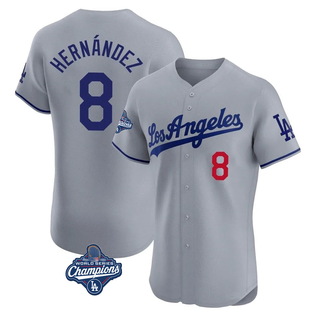 Trusc LA.Dodgers #8 Enrique Hern?¡ì?¨¦ndez Player Gray World Series Meet Limited Elite Home Stitched Jerseys
