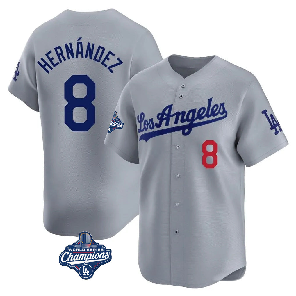 Trusc LA.Dodgers #8 Enrique Hern?¡ì?¨¦ndez Player Gray World Series Meet Limited Home Stitched Jerseys