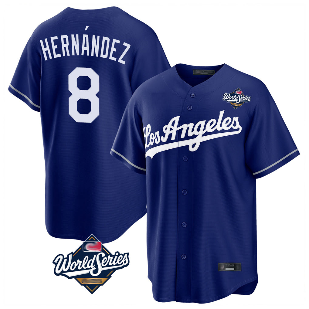 Trusc LA.Dodgers #8 Enrique Hern?¡ì?¨¦ndez Player Royal World Series Game Stitched Jerseys