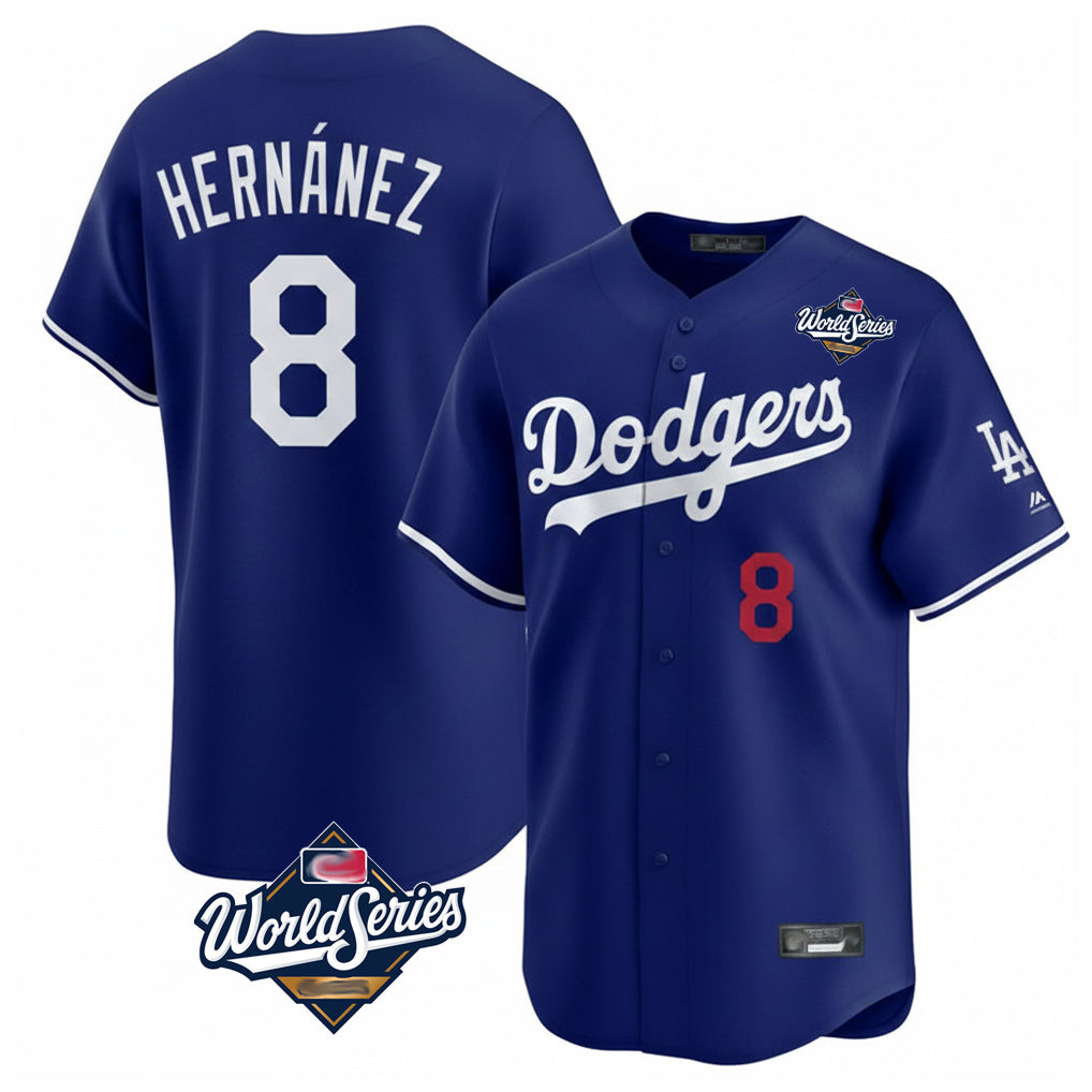 Trusc LA.Dodgers #8 Enrique Hern?¡ì?¨¦ndez Player Royal World Series Limited Home Stitched Jerseys
