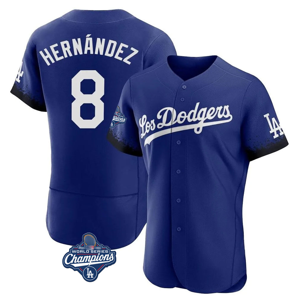Trusc LA.Dodgers #8 Enrique Hern?¡ì?¨¦ndez Player Royal World Series Meet City Connect Elite Home Stitched Jerseys