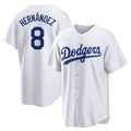 Trusc LA.Dodgers #8 Enrique Hern?¡ì?¨¦ndez Player White Game Home Stitched Jerseys